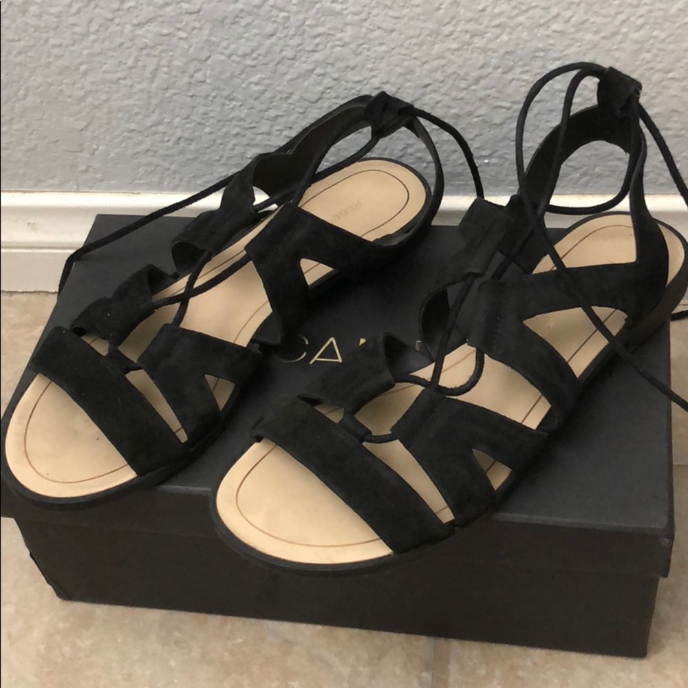 Rebecca Minkoff suede gladiator sandals.